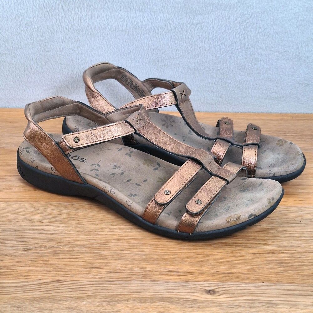 Taos Women's US 8 Trophy 2 Strappy Sandals Bronze Metallic Leather Boho